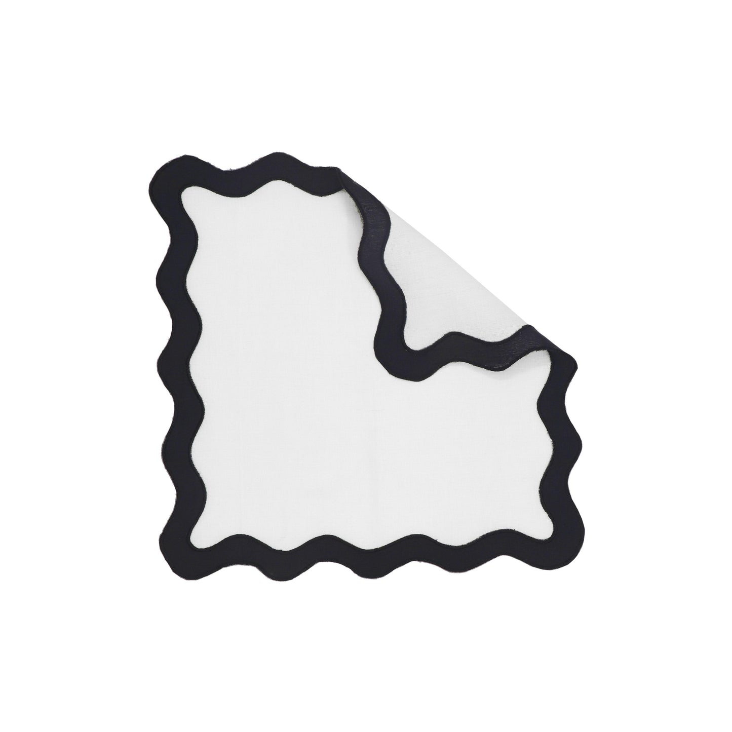 bari edge black and white linen napkin - set of 4