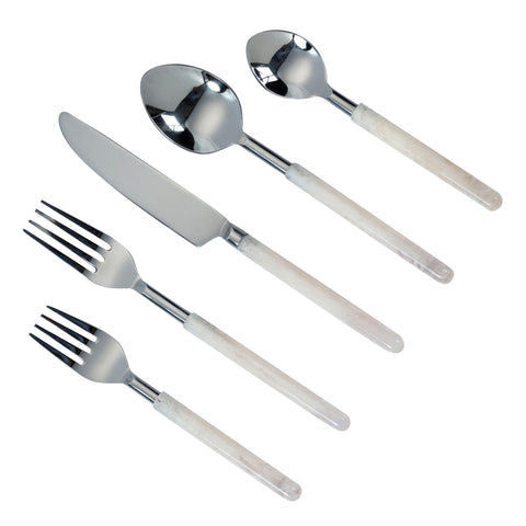 Odette Garda Silver Stainless Steel Flatware - Set of 5 Pieces - Service For 1 - image 2