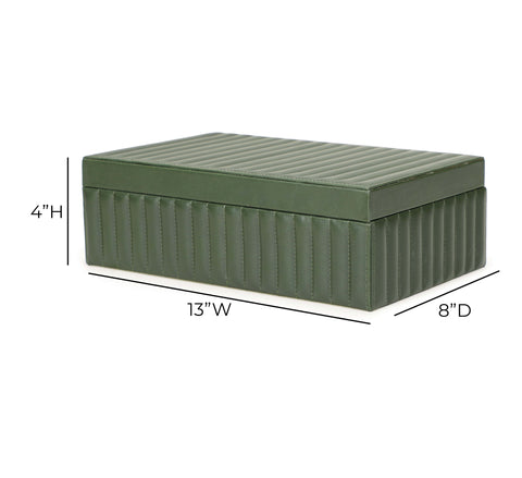 Odette Fontaine Ribbed Green Vegan Leather Contract-Grade Storage Box - image 9
