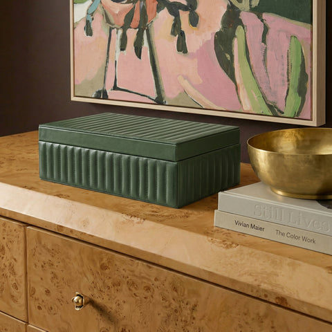 Odette Fontaine Ribbed Green Vegan Leather Contract-Grade Storage Box - image 2