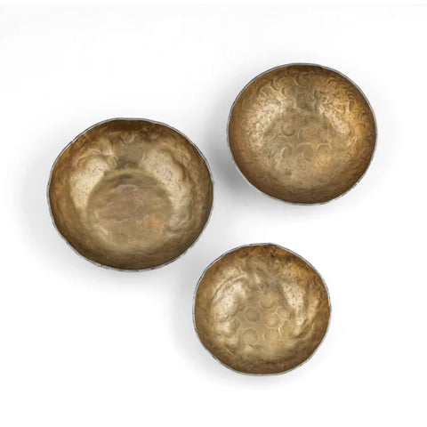 Valentina Sorrento Antique Brass Hammered Iron Catchall Round Bowls - Set of 3 - image 3