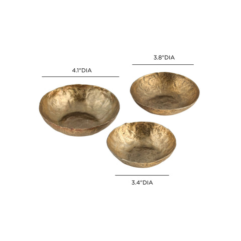 Valentina Sorrento Antique Brass Hammered Iron Catchall Round Bowls - Set of 3 - image 6