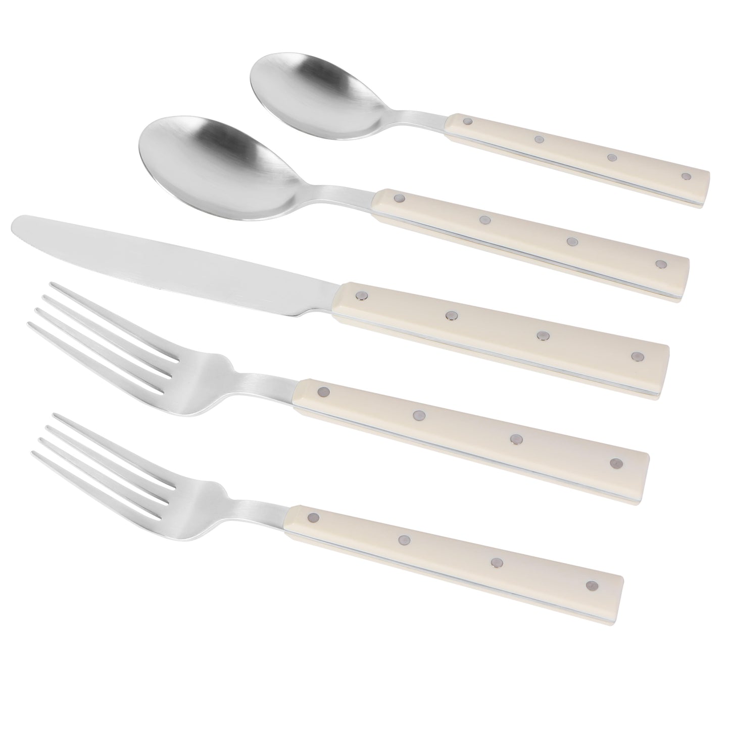 bryn cream and stainless steel flatware - set of 20 pieces