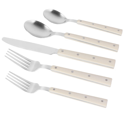 Bryn Cream and Stainless Steel Flatware - Set of 20 Pieces