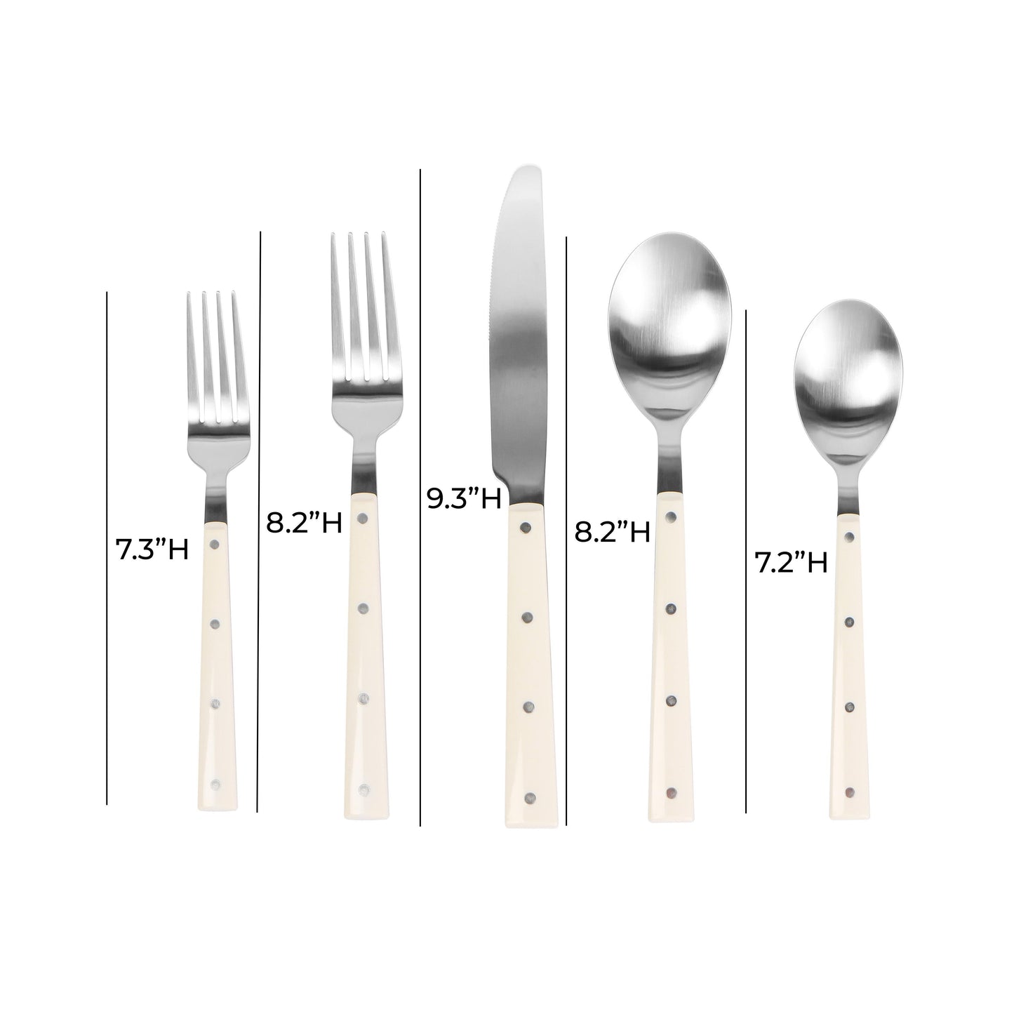 bryn cream and stainless steel flatware - set of 20 pieces