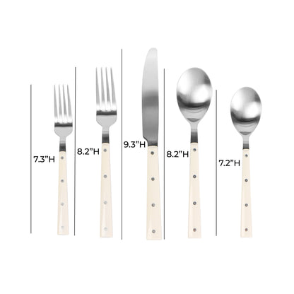 Bryn Cream and Stainless Steel Flatware - Set of 20 Pieces