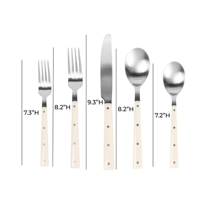 Bryn Cream and Stainless Steel Flatware - Set of 5 Pieces - Service for 1