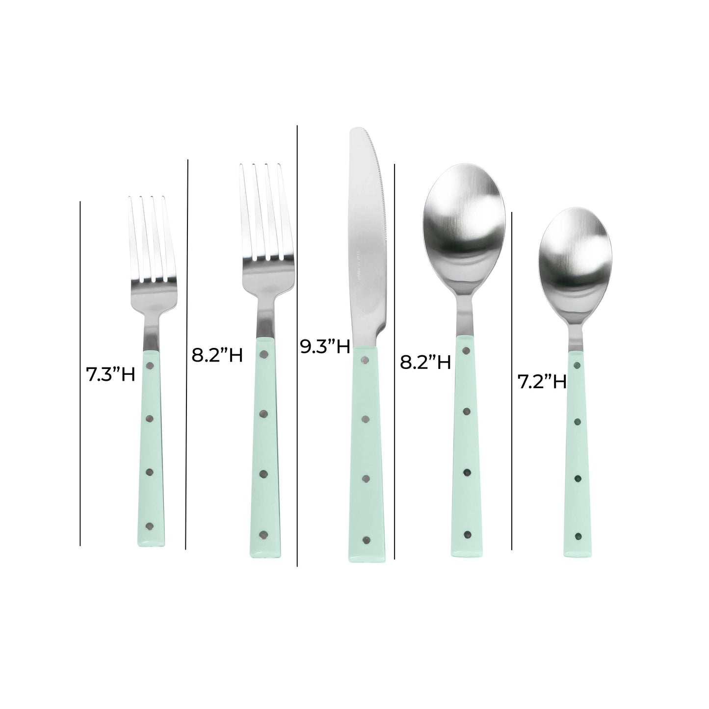 bryn mint green and stainless steel flatware - set of 20 pieces