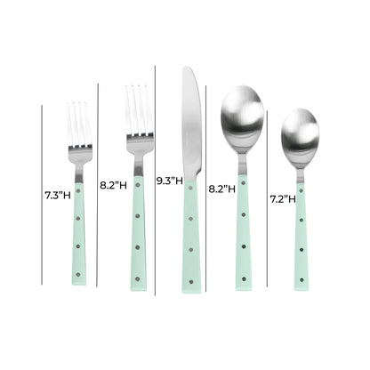 Bryn Mint Green and Stainless Steel Flatware - Set of 20 Pieces