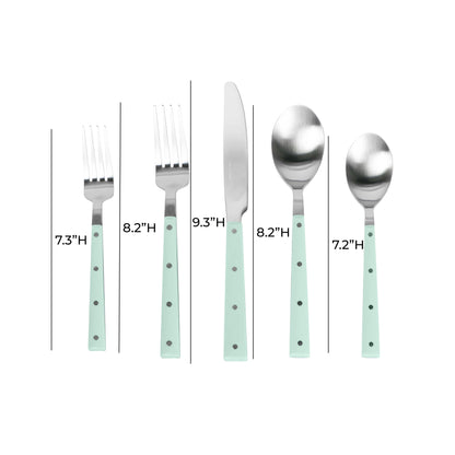 Bryn Mint and Stainless Steel Flatware - Set of 5 Pieces - Service for 1