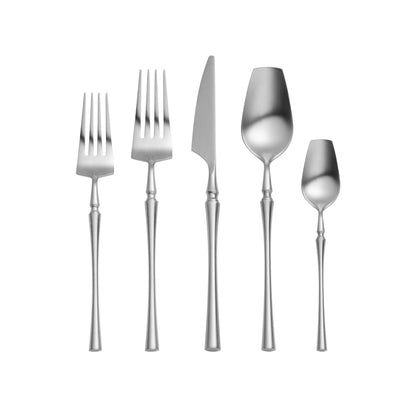 Ladder Brushed Silver Stainless Steel Flatware - Set of 20 Pieces