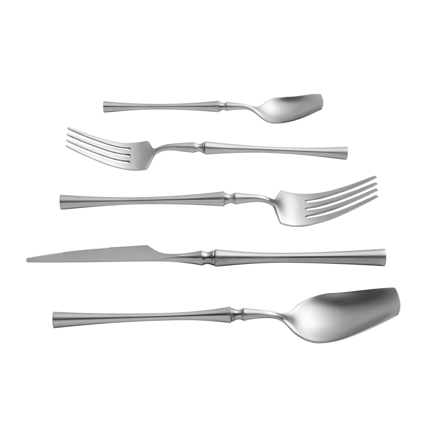 ladder brushed silver stainless steel flatware - set of 20 pieces