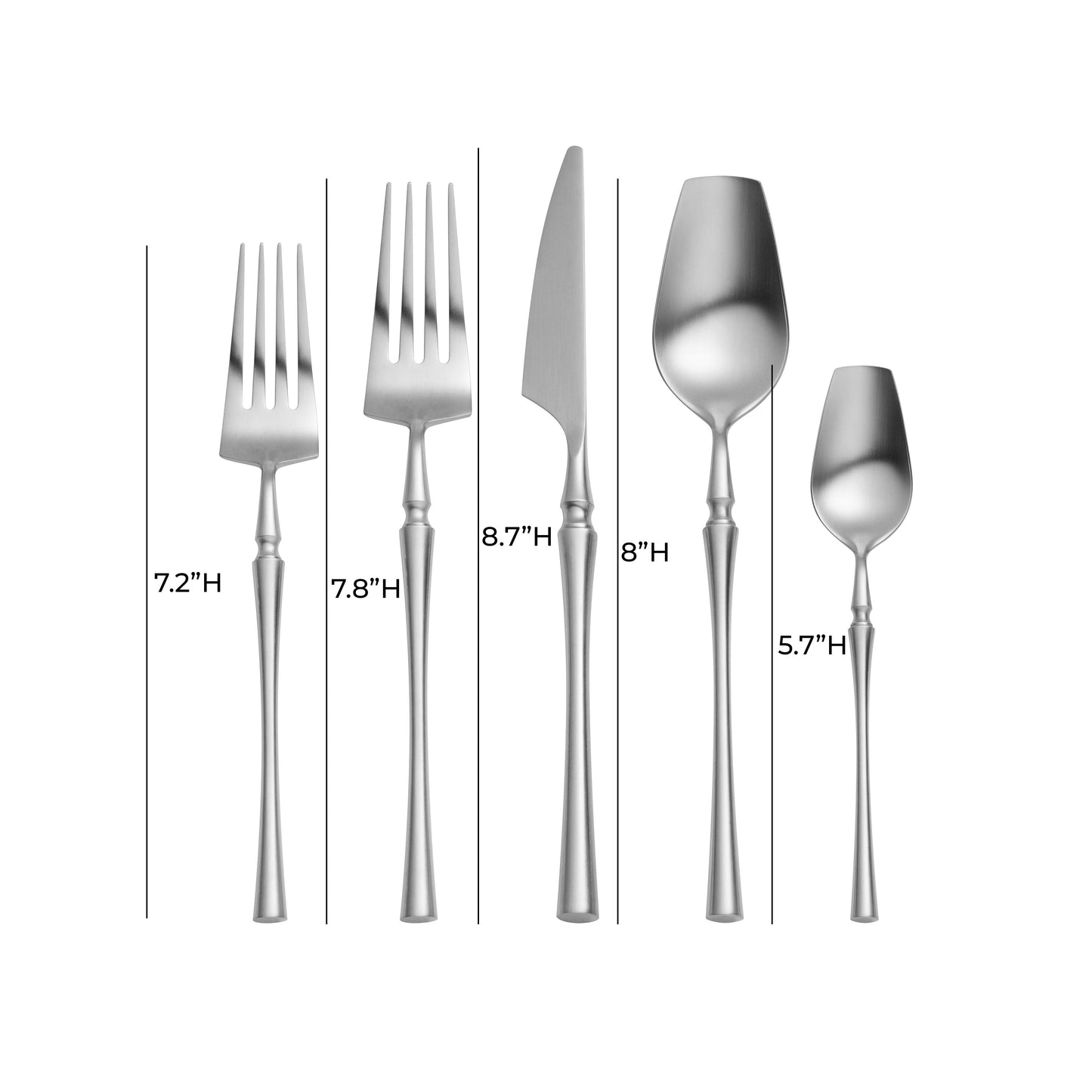 ladder brushed silver stainless steel flatware - set of 20 pieces