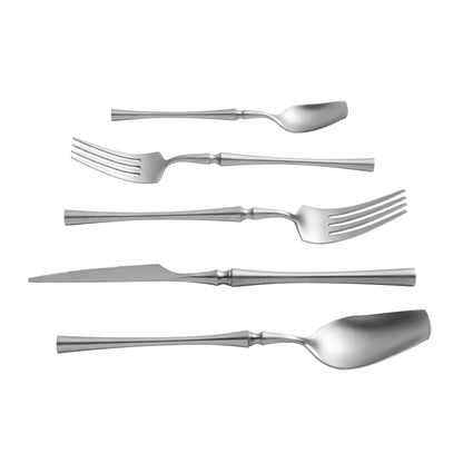 Ladder Brushed Silver Stainless Steel Flatware - Set of 5 Pieces - Service for 1