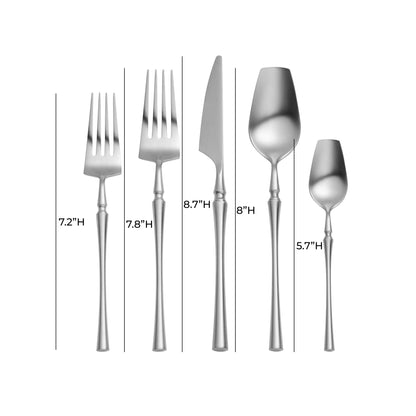 Ladder Brushed Silver Stainless Steel Flatware - Set of 5 Pieces - Service for 1