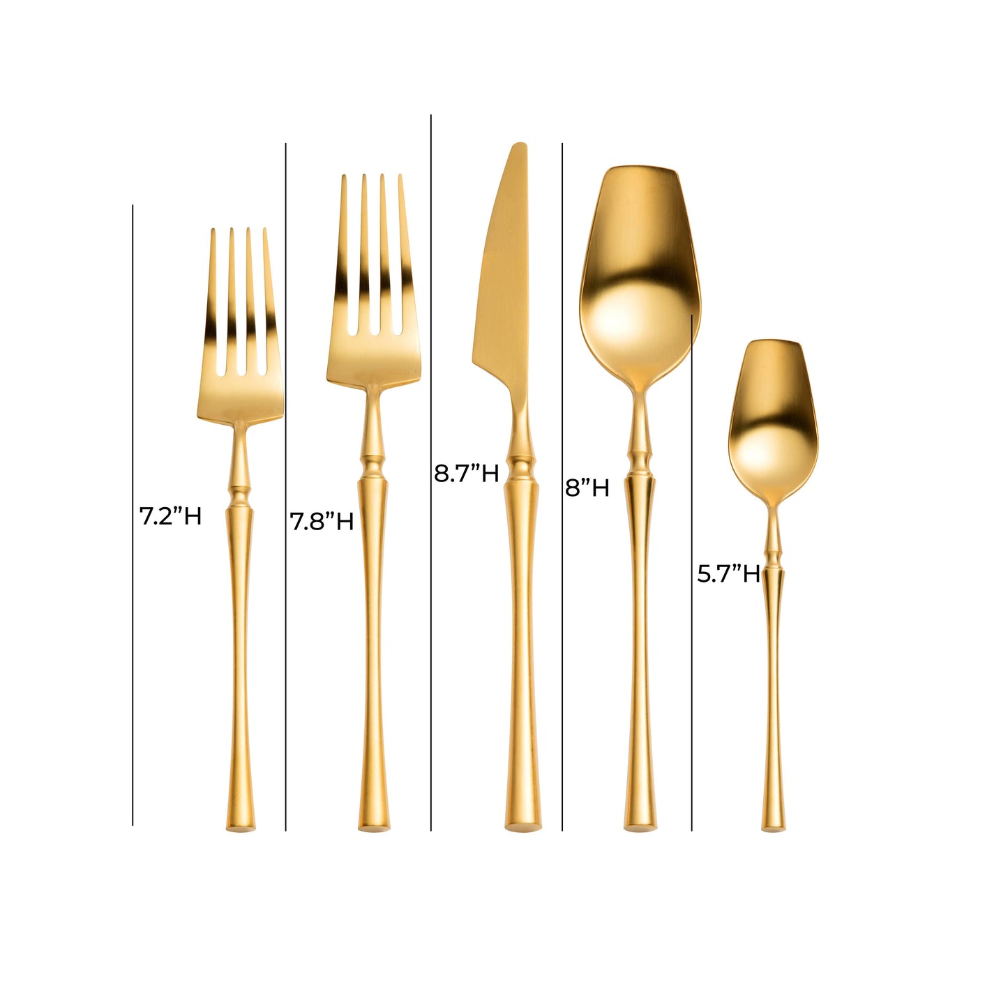 ladder brushed gold stainless steel flatware - set of 20 pieces
