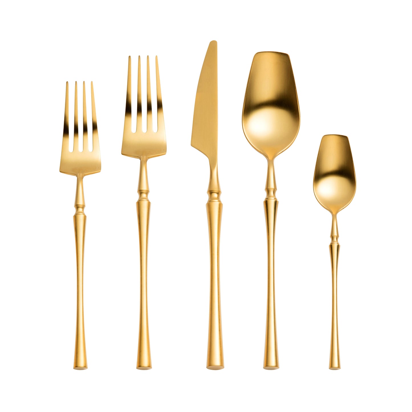 ladder brushed gold stainless steel flatware - set of 5 pieces - service for 1