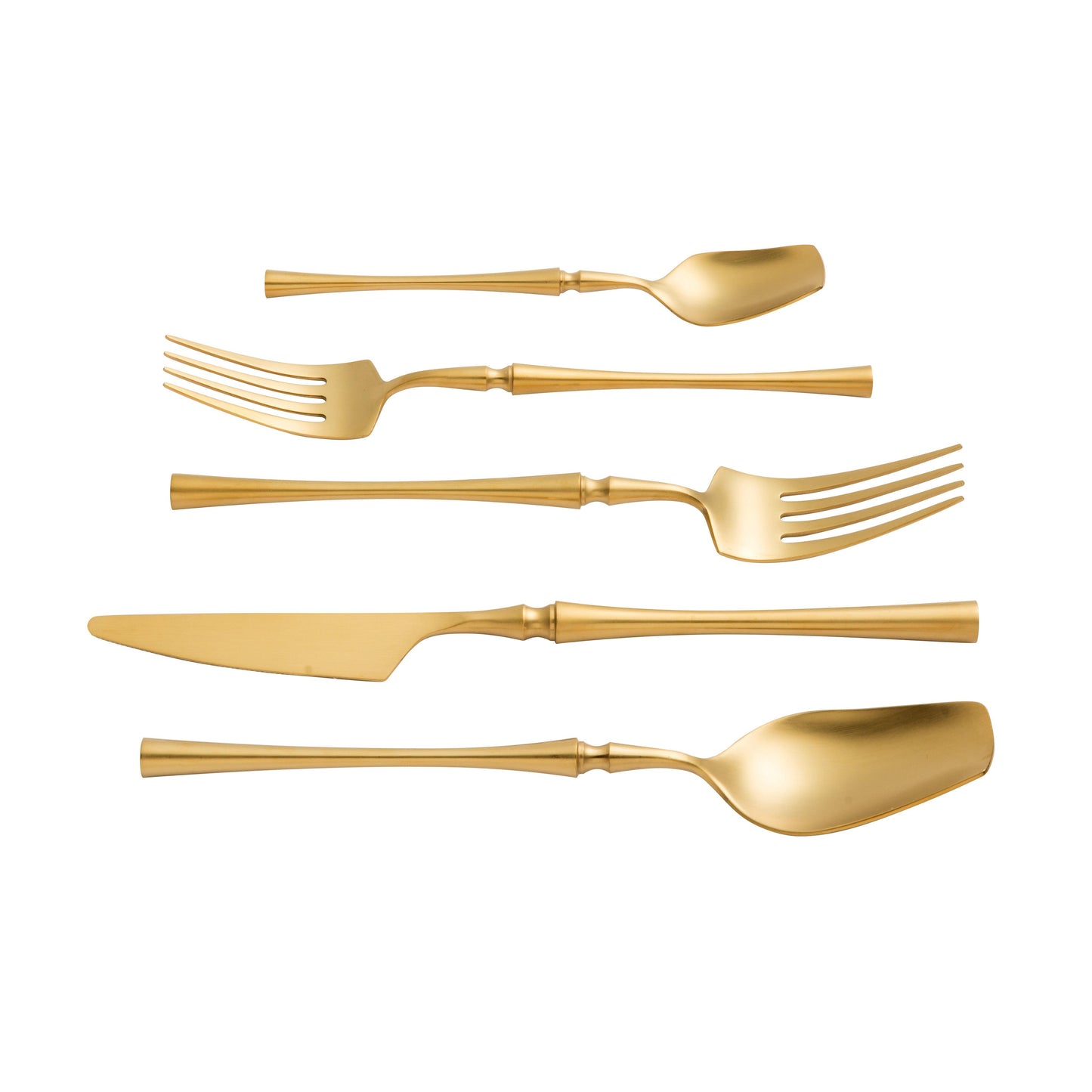 ladder brushed gold stainless steel flatware - set of 5 pieces - service for 1
