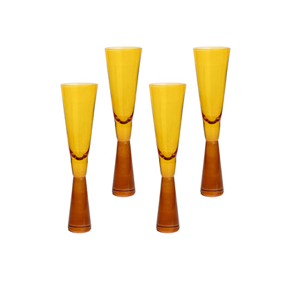 Loosha Amber Champagne Glasses - Set of 4