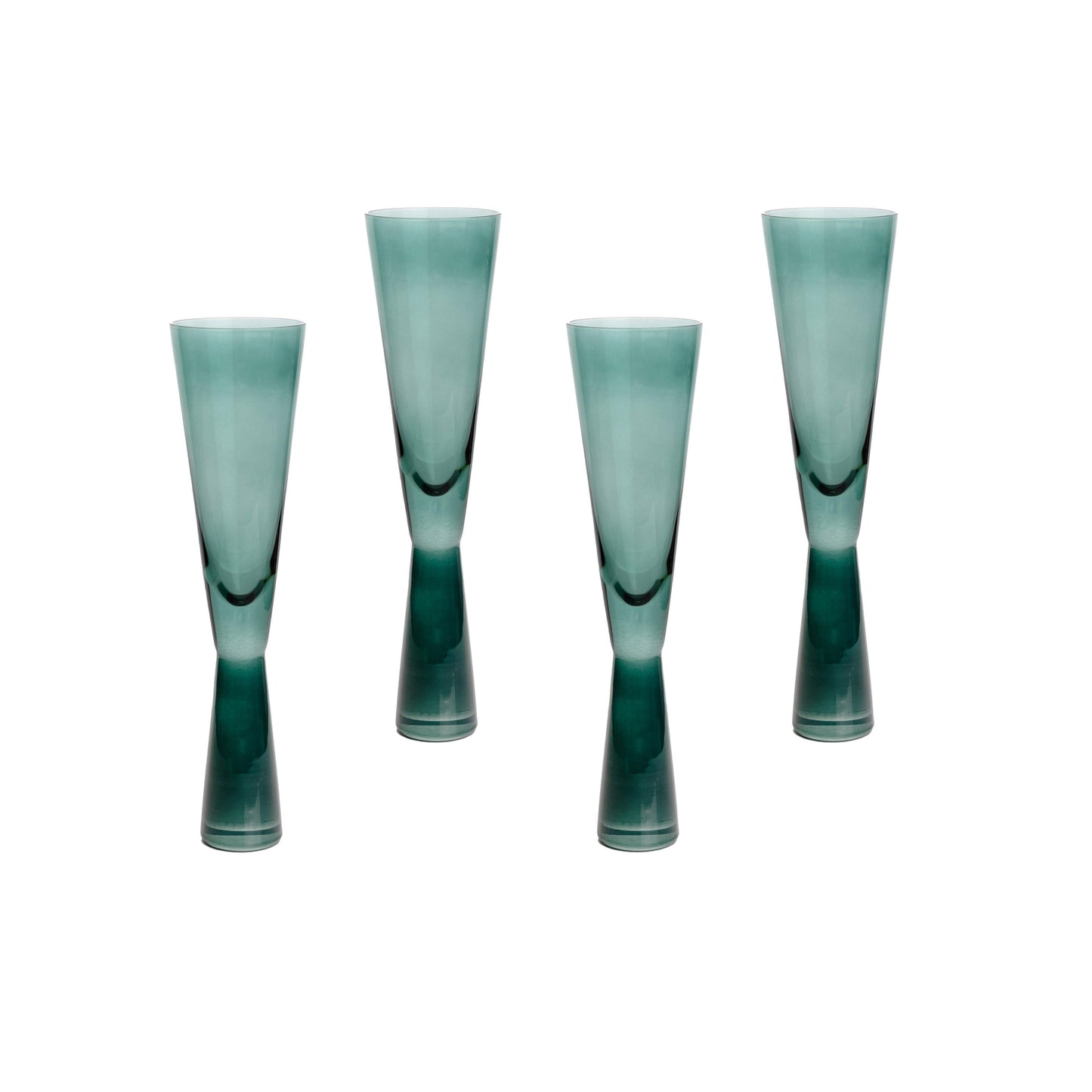 loosha green champagne glasses - set of 4