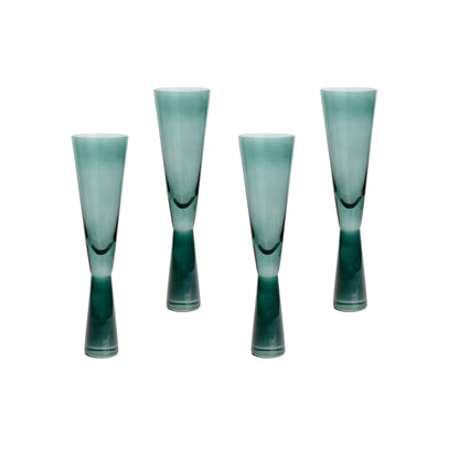 Loosha Green Champagne Glasses - Set of 4
