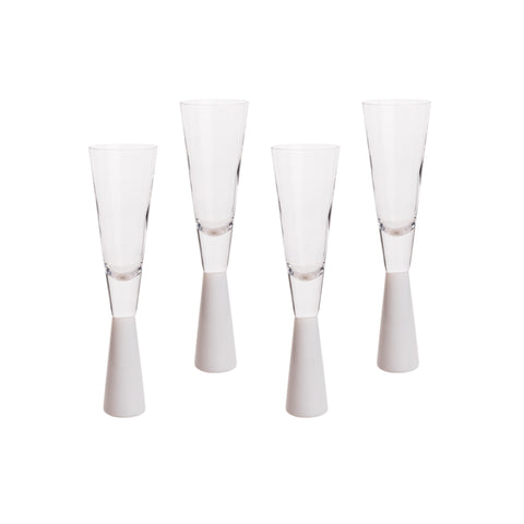 Loosha White Champagne Glasses - Set of 4