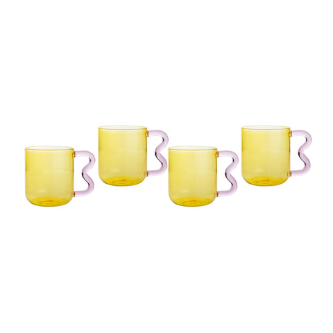 Emma Amber and Pink Water Glass - Set of 4