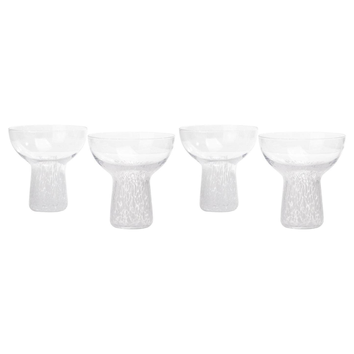 adeline clear white dots handblown cocktail glass - set of 4