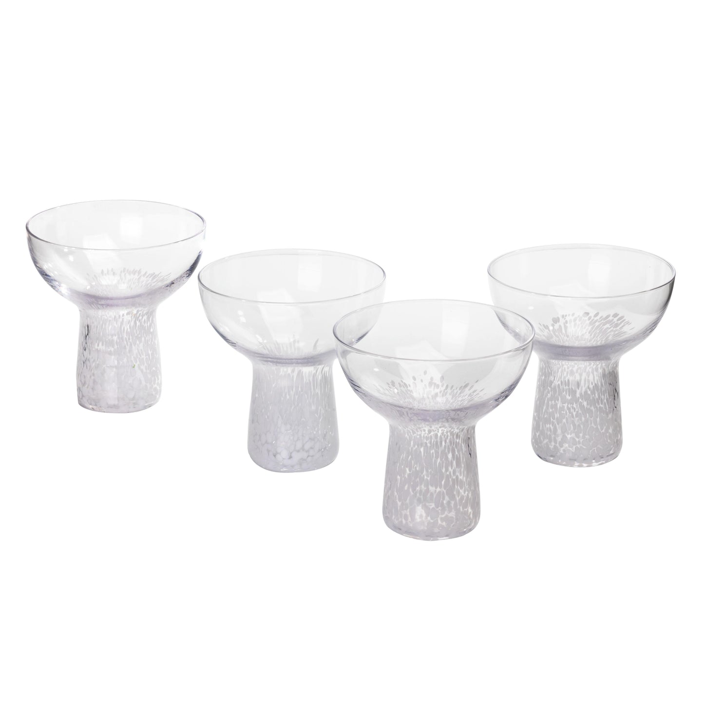 adeline clear white dots handblown cocktail glass - set of 4