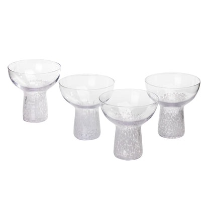 Adeline Clear White Dots Handblown Cocktail Glass - Set of 4