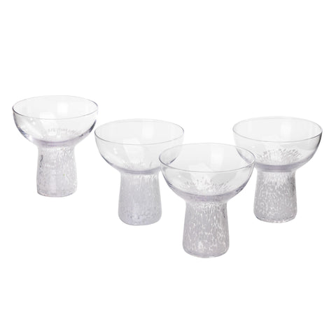 Adeline Clear White Dots Handblown Cocktail Glass - Set of 4