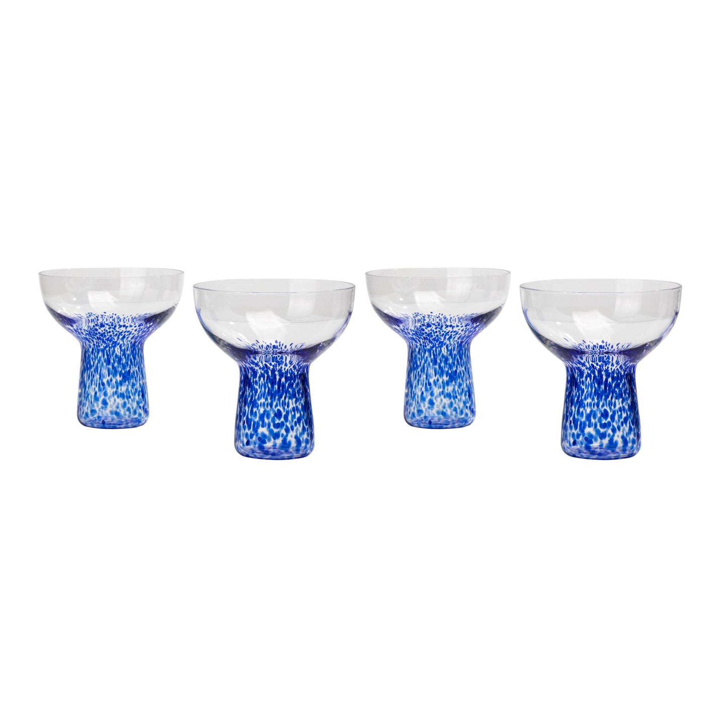 adeline blue dots handblown cocktail glass - set of 4