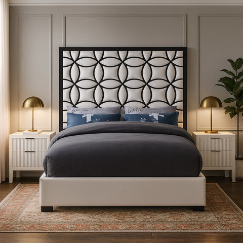 Reese White Velvet Upholstered King Bed, 1 Piece