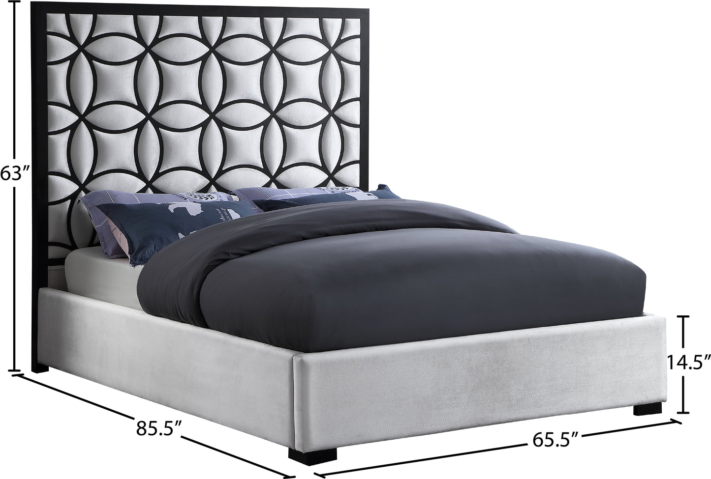 olivia white velvet queen bed q