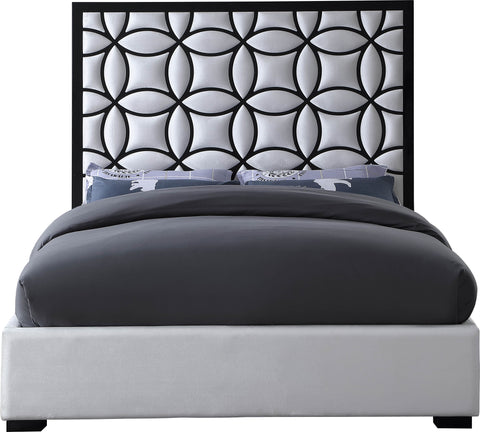Reese White Velvet Upholstered Queen Bed, 1 Piece
