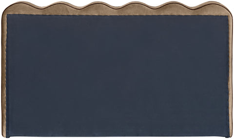 Indie Beige Velvet Upholstered Full Bed, 1 Piece (Style 2)