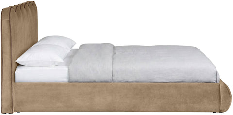 Indie Beige Velvet Upholstered King Bed, 1 Piece (Style 2)