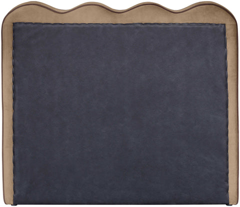 Indie Beige Velvet Upholstered Twin Bed, 1 Piece (Style 2)