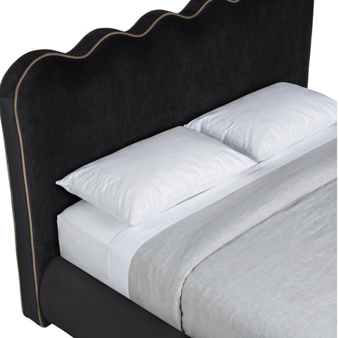 Indie Black Velvet Upholstered Full Bed, 1 Piece (Style 2)