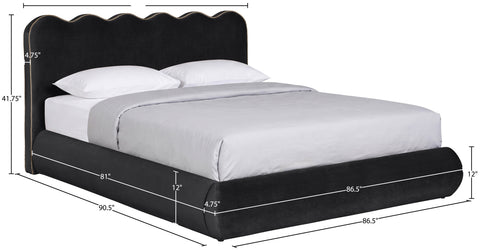 Indie Black Velvet Upholstered King Bed, 1 Piece (Style 2)