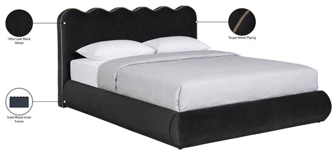 Indie Black Velvet Upholstered King Bed, 1 Piece (Style 2)