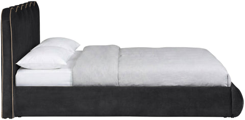 Indie Black Velvet Upholstered Queen Bed, 1 Piece (Style 2)