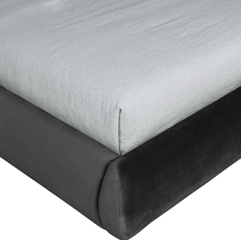 Indie Black Velvet Upholstered Queen Bed, 1 Piece (Style 2)