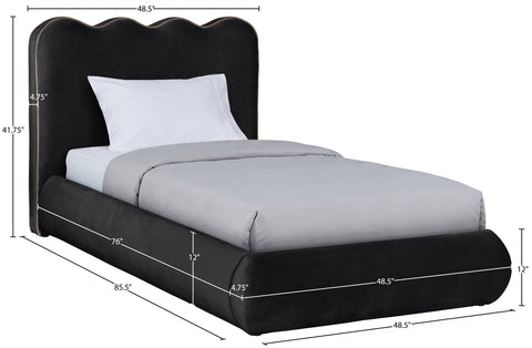 Indie Black Velvet Upholstered Twin Bed, 1 Piece (Style 2)
