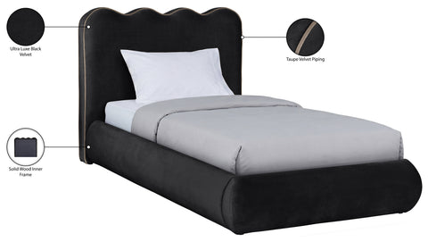 Indie Black Velvet Upholstered Twin Bed, 1 Piece (Style 2)