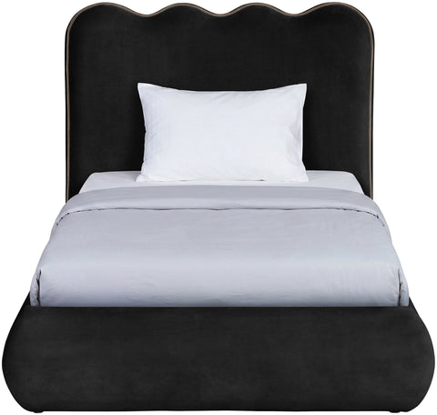 Indie Black Velvet Upholstered Twin Bed, 1 Piece (Style 2)