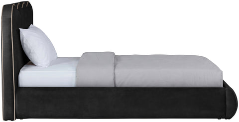 Indie Black Velvet Upholstered Twin Bed, 1 Piece (Style 2)