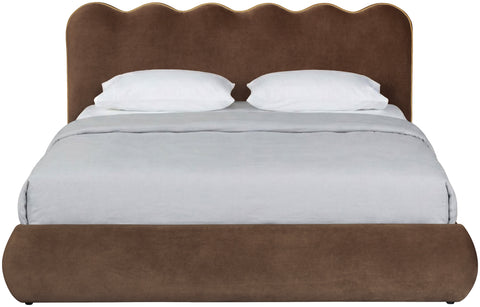 Indie Brown Velvet Upholstered Full Bed, 1 Piece (Style 2)