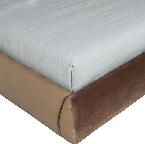 Indie Brown Velvet Upholstered King Bed, 1 Piece (Style 2)