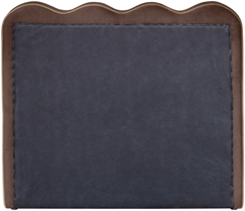 Indie Brown Velvet Upholstered Twin Bed, 1 Piece (Style 2)